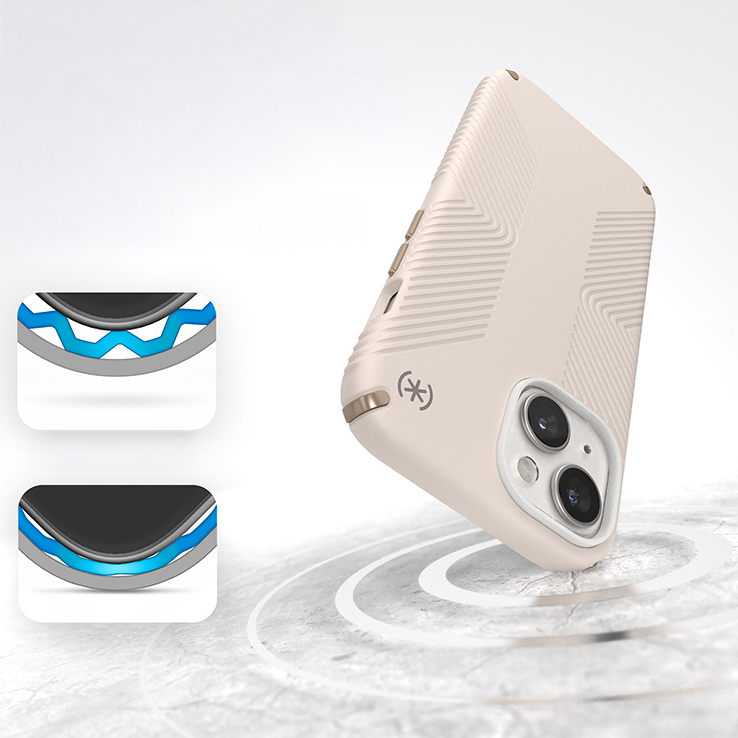 Etui Speck Presidio2 Grip do Apple iPhone 16e / 15 / 14 / 13, beżowe.